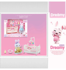 Набір меблів 6621 A-7 (96/2) флоксова фігурка, висота: 9 см, ліжечко, аксесуари, в коробці