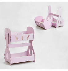гр Ліжечко для ляльок, качалка, двоярусне №8005 (1) рожеве "МАСЯ", в коробці