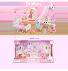 Набір меблів 6616 A (24) флоксова фігурка, висота: 9 см, ліжко, трюмо, шафа, аксесуари, в коробці