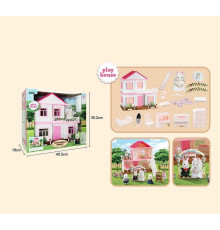Будиночок S 05 (6), 2 поверхи, меблі, підсвічування, флоксова фігурка кролика, в коробці