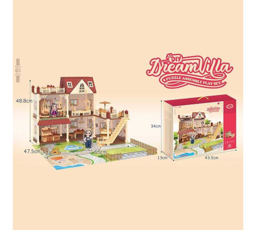 Будиночок VC 6031 (10) 209 деталей, 2 ляльки, рухомі частини тіла, муляжі меблів, музичного інструмента, посуду, в коробці