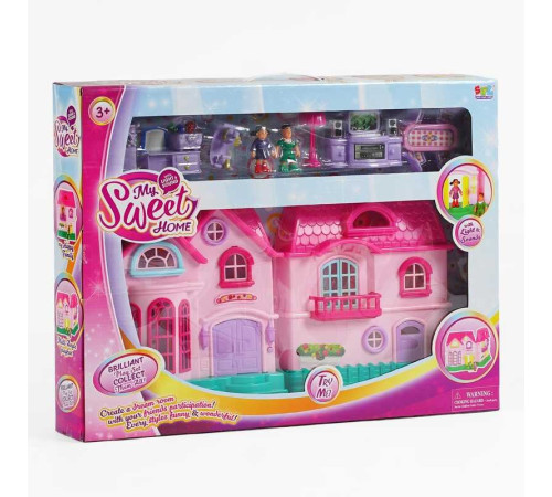 Будиночок 16526 D (12) 2 поверхи, 2 фігурки персонажів, меблі, світло, звук, на батарейках, в коробці