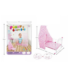 Ліжечко 7868-2 (36/2) металевий каркас, гойдалка, балдахін, висота 56 см, у пакеті