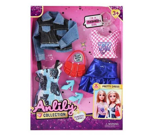 Одяг для ляльок 616828 (72) взуття, спідниця, майка, футболка, сорочка, сумочка, в коробці