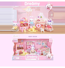 Набір меблів 6618 A (24) флоксова фігурка, висота: 9 см, ліжечко, шафа, аксесуари, в коробці