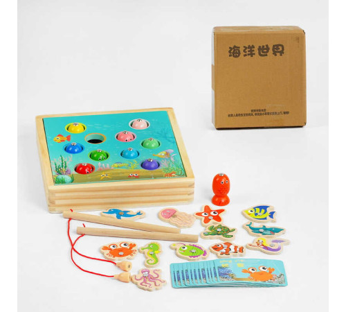 Магнітна риболовля C 57597 (40) дерев'яна, 2 види риб, ігрові картки, у коробці – в наличии! Купите сейчас у KAZKOVA