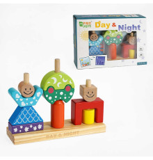 Логічна гра C 60366 (40) дерев’яна, “День/ніч”, книжка із завданнями, в коробці
