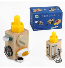 Бізіборд дерев'яний С 61672 (36) дерев’яний куб, 9 міні-ігор, в коробці