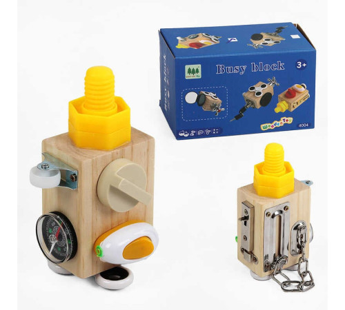 Бізіборд дерев'яний С 61672 (36) дерев’яний куб, 9 міні-ігор, в коробці