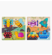 Пазли-вкладиші C 65043 (60) 2 види, дерев'яні, в плівці, ВИДАЄТЬСЯ МІКС