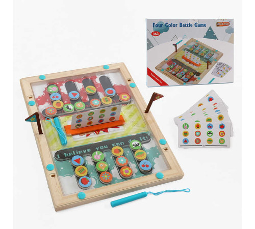 Дерев'яна магнітна гра C 73222 (48) логічна гра для двох, 12 двосторонніх карток із завданнями, 2 стилуси, в коробці