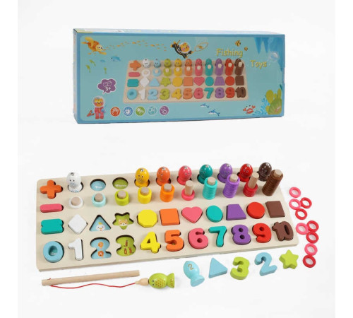 Логічна дерев’яна дошка C 74284 (28) цифри, геометричні форми, магнітна риболовля, гра з кілочками, в коробці – в наличии! Купите сейчас у KAZKOVA