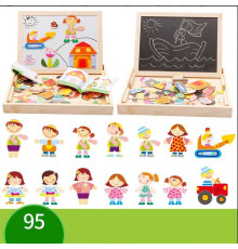Дерев'яна магнітна дошка C 73977 (36) “Дітлахи”, магнітні пазли, дошка пиши-стирай, в коробці