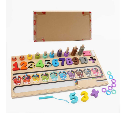 Логічна дерев’яна дошка C 74027 (16) гра з кілочками, кольорові кільця, стилус, кульки, сортер, магнітна гра, цифри, в коробці – в наличии! Купите сейчас у KAZKOVA