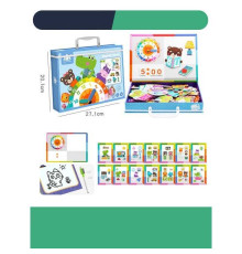 Дерев'яна магнітна дошка С 74458 (36) “Тварини”, 12 карток із завданнями, дошка пиши-стирай, в коробці