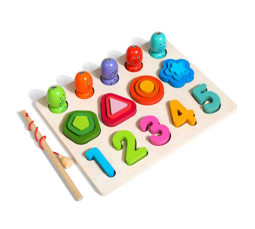 Логічна дерев’яна дошка С 74416 (48) вкладиші, цифри, фігурки, магнітна риболовля, в коробці – в наличии! Купите сейчас у KAZKOVA