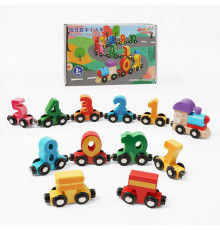 Потяг магнітний C 74134 (30) довжина 102 см, дерев’яні цифри (від 0 до 10) та арифметичні знаки, локомотив, на колесах, з магнітами, в коробці