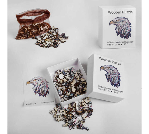 Пазли К 5108 / 36700 (100) "Орел", дерев'яні, фігурні, формат А4, в коробці – в наличии! Купите сейчас у KAZKOVA