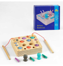 Магнітна риболовля C 60368 (60) дерев'яна, 10 рибок, 8 хробачків, вудки з магнітами, в коробці