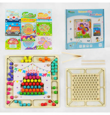 Мозаїка дерев’яна C 60413 (20) 10 трафаретів, 8 кольорів намистин, в коробці