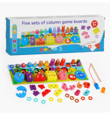 Логічна дерев’яна дошка C 64995 (30) сортер, цифри, магнітна риболовля, шестерні, пірамідки, геометричні фігури, в коробці
