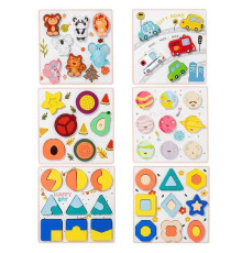 Пазли-вкладиші C 65089 (80) 6 видів, дерев'яні, у плівці, ВИДАЄТЬСЯ МІКС ВИДІВ