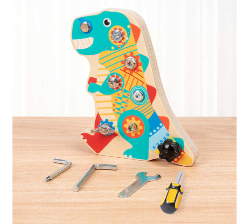 Бізіборд дерев'яний C 35581 (60) викрутка, шестигранні ключі, гайковий ключ