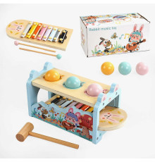 Ігровий центр C 65592 (20) дерев’яний, 2 ігрові панелі, гра з кулькою, стукалка, ксилофон, в коробці