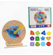 Годинник дерев'яний С 68300 (32) рухомі стрілки, магніти, пронумеровані фігурки, паличка