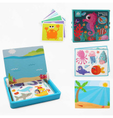 Дерев'яна магнітна дошка C 52501 (28) "Морські мешканці", маркер, картки, магніт, назви англійською мовою, в коробці