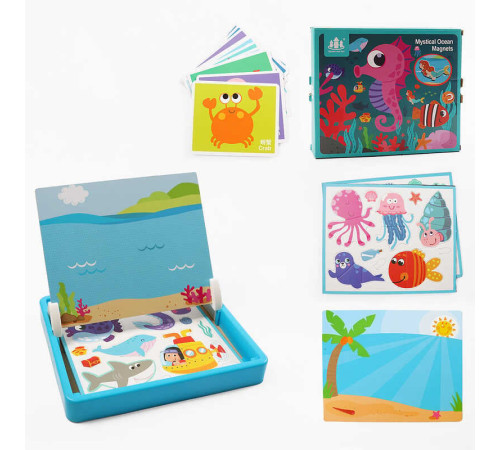 Дерев'яна магнітна дошка C 52501 (28) "Морські мешканці", маркер, картки, магніт, назви англійською мовою, в коробці – в наличии! Купите сейчас у KAZKOVA