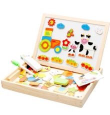 Дерев'яна магнітна дошка C 73978 (36) магнітні пазли, дошка пиши-стирай, в коробці