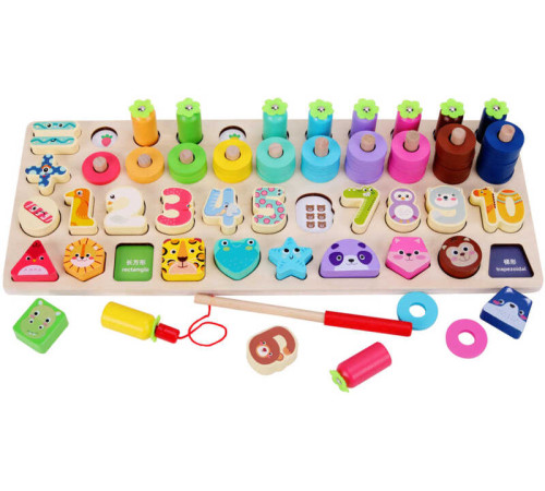Логічна дерев’яна дошка C 74157 (18) гра з кілочками, кольорові кільця, вкладиші, цифри, форми, магнітна гра, в коробці – в наличии! Купите сейчас у KAZKOVA