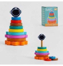 Пірамідка дерев'яна С 58108 (60) "Сонячна система", 16 см, у коробці