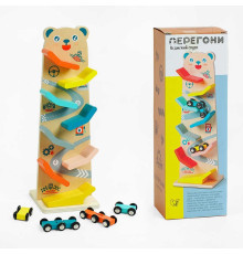 Трек C 61463 (24) "WToys", 8 спусків, 4 машинки, дерев’яний, в коробці