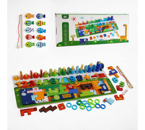 Логічна дерев’яна дошка C 65715 (36) кілочки, сортер, пазли магнітна риболовля, в коробці – в наличии! Купите сейчас у KAZKOVA