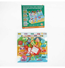 Логічна дерев’яна дошка C 68310 (60) пазли вкладиші, магнітна риболовля, шнурівка, в коробці