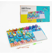 Логічна дерев’яна дошка “Диво-логіка” 47699 №2 "Цифри"(24) "WToys" магнітна риболовля,пальчиковий лабіринт, дошка для малювання, в коробці