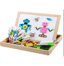 Дерев'яна магнітна дошка C 73982 (36) “Роботи”, магнітні пазли, дошка пиши-стирай, в коробці