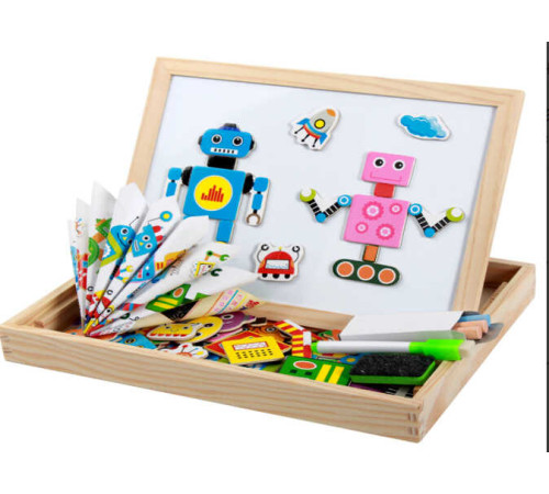 Дерев'яна магнітна дошка C 73982 (36) “Роботи”, магнітні пазли, дошка пиши-стирай, в коробці – в наличии! Купите сейчас у KAZKOVA