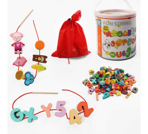 Шнурівка дерев'яна С 74438 (18) фігурки з тваринами, фруктами й овочами, літерами англійського алфавіту, цифрами й арифметичними знаками, декілька шнурків з дерев’яним краєм, текстильна сумочка, у відрі – в наличии! Купите сейчас у KAZKOVA Шнурівка дерев'яна С 74438 (18) фігурки з тваринами, фруктами й овочами, літерами англійського алфавіту, цифрами й арифметичними знаками, декілька шнурків з дерев’яним краєм, текстильна сумочка, у відрі – в наличии! Купите сейчас у KAZKOVA