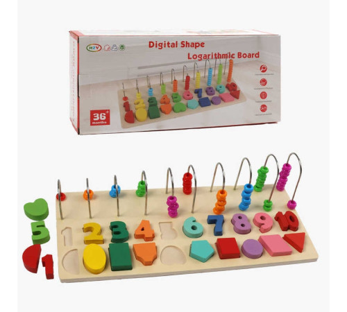 Логічна дерев’яна дошка C 74299 (24) рахівничка, форми, цифри, сортер, в коробці – в наличии! Купите сейчас у KAZKOVA
