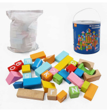 Конструктор дерев’яний C 74311 (8) 100 елементів, мішечок для зберігання, у відрі