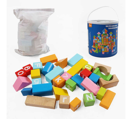 Конструктор дерев’яний C 74311 (8) 100 елементів, мішечок для зберігання, у відрі – в наличии! Купите сейчас у KAZKOVA