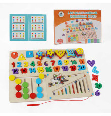 Логічна дерев’яна дошка C 74153 (20) 2 види, магнітна гра, стилус, цифри, вкладиші, пальчиковий лабіринт, сортер, в коробці, ВИДАЄТЬСЯ МІКС