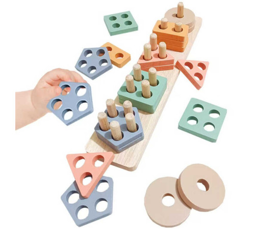 Дерев'яний геометричний сортер C 75297 (84) кілочки, в плівці