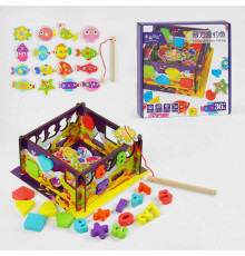 Магнітна риболовля C 61739 (48) дерев'яна, сортер, 16 рибок, вудка, в коробці