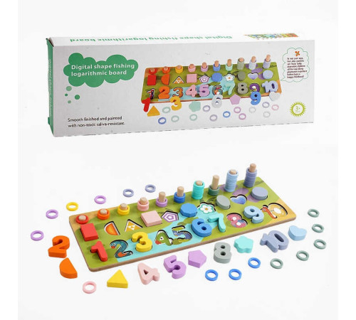 Логічна дерев’яна дошка C 65765 (36) кілочки з кільцями, сортер, цифри, геометричні фігури, в коробці – в наличии! Купите сейчас у KAZKOVA