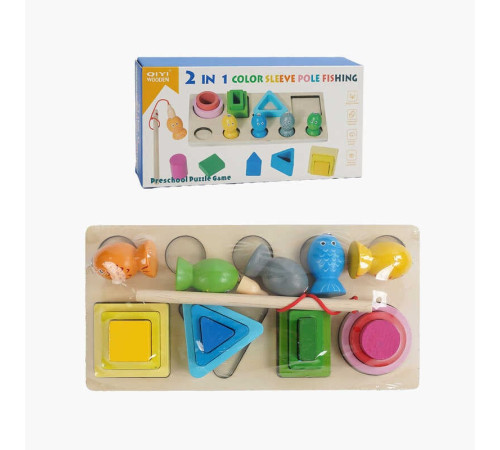 Логічна дерев’яна дошка C 68834 (80) 2 в 1, магнітна риболовля, сортування фігурок, ігрова платформа, рибки, вудка, геометричні фігури, в коробці – в наличии! Купите сейчас у KAZKOVA