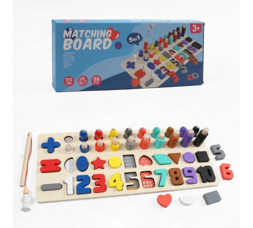 Логічна дерев’яна дошка C 74256 (30) 89 деталей, цифри, геометричні форми, магнітна риболовля, гра з кілочками, в коробці – в наличии! Купите сейчас у KAZKOVA